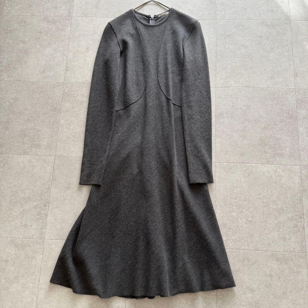 ボッテガヴェネタ　ロングワンピース　カシミヤ混　グレー　40　イタリア製