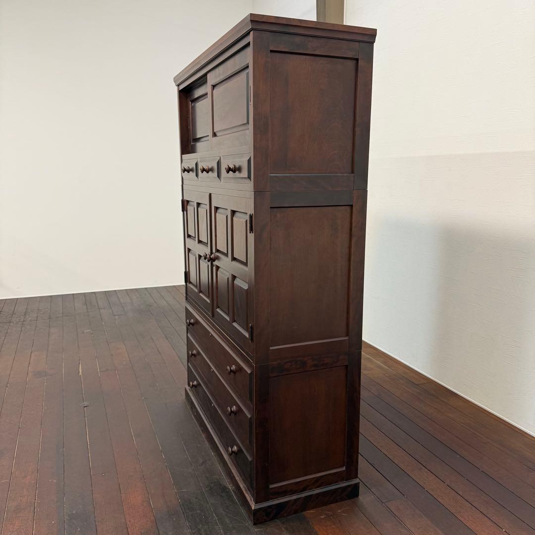 H110K70 北海道民芸家具 和箪笥 鍵付き 樺材 無垢材