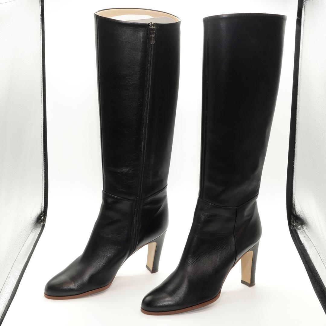 23　DIANA　ダイアナ　ロングブーツ　カーフ　黒　サイドジップ