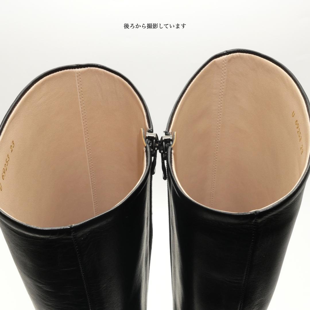 23　DIANA　ダイアナ　ロングブーツ　カーフ　黒　サイドジップ