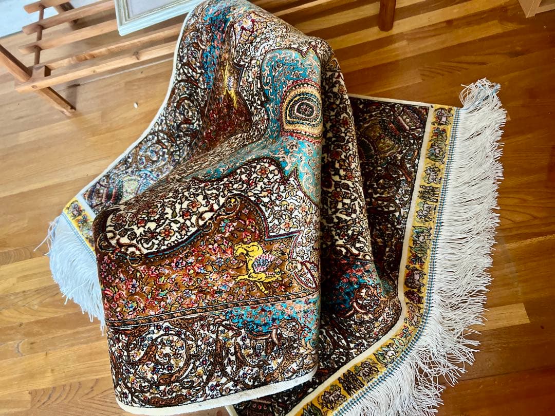 イラン、シルク銀柑シルクラグ/サイズ：60x90cm…..mp2。