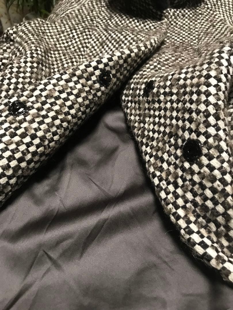 ARMANI COLLEZIONI イタリア製一松柄ファー付きコート 40