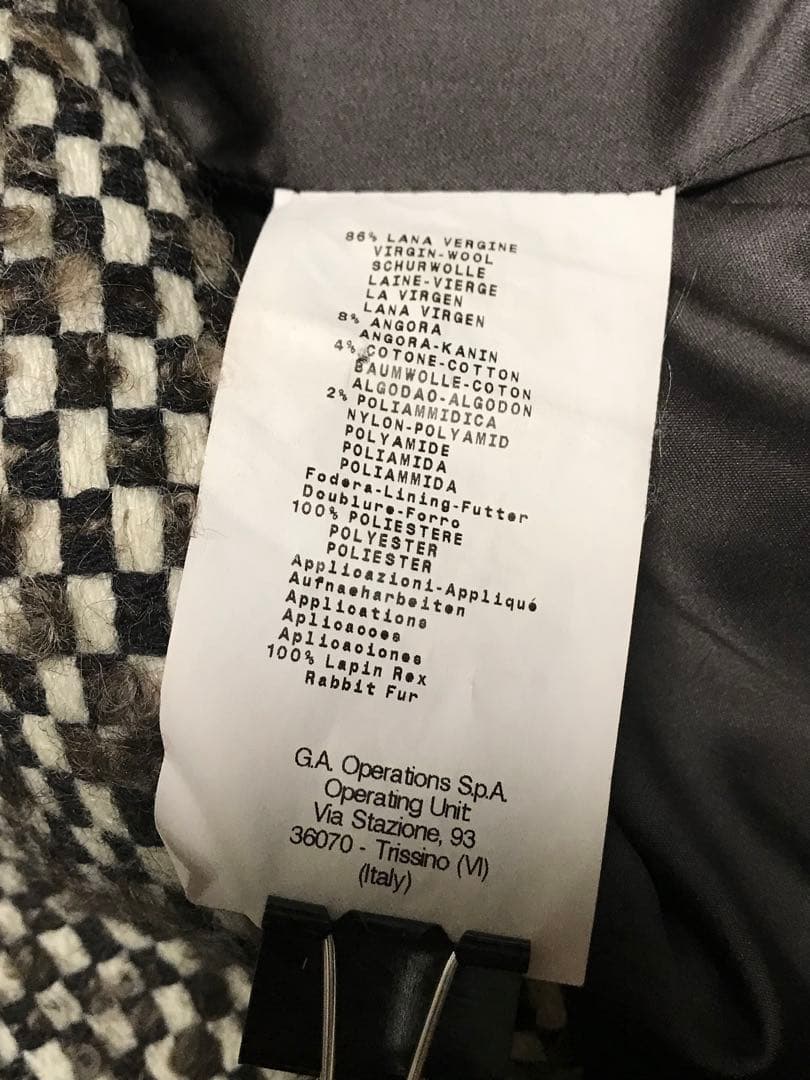 ARMANI COLLEZIONI イタリア製一松柄ファー付きコート 40