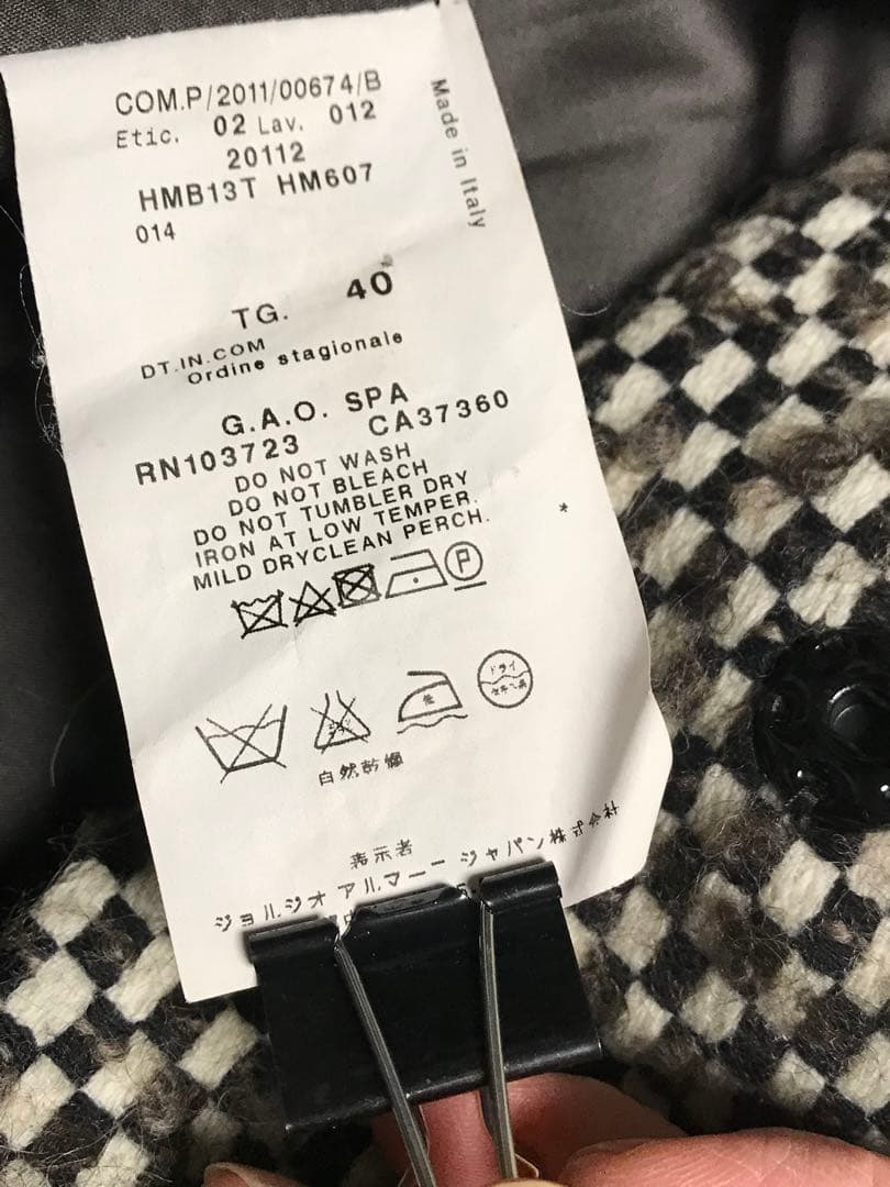 ARMANI COLLEZIONI イタリア製一松柄ファー付きコート 40