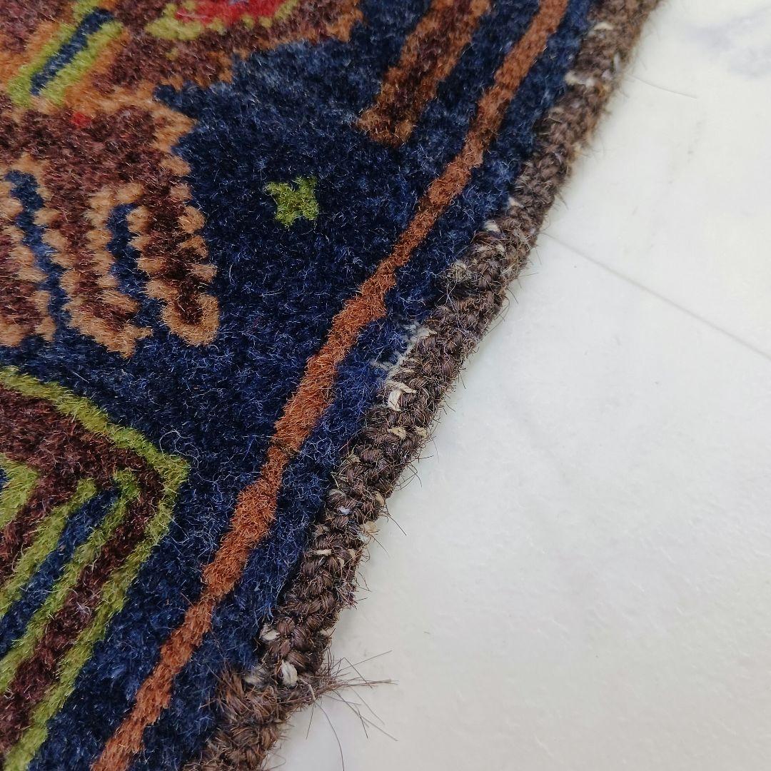 Y2486-1 アフガン絨毯 手織り ウール100% 133×85㎝