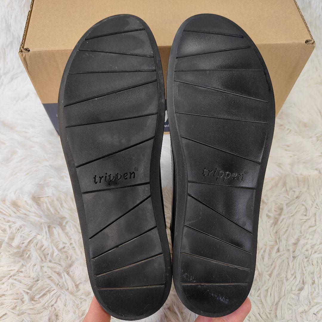 良品　trippen　sound black 40　26cm レザーサンダル