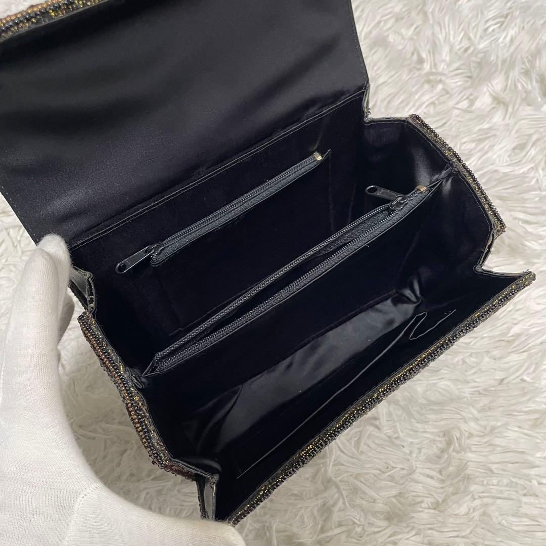 L'oro ロロ ビーズバッグ ターンロック金具 ハンドバッグ アンティーク