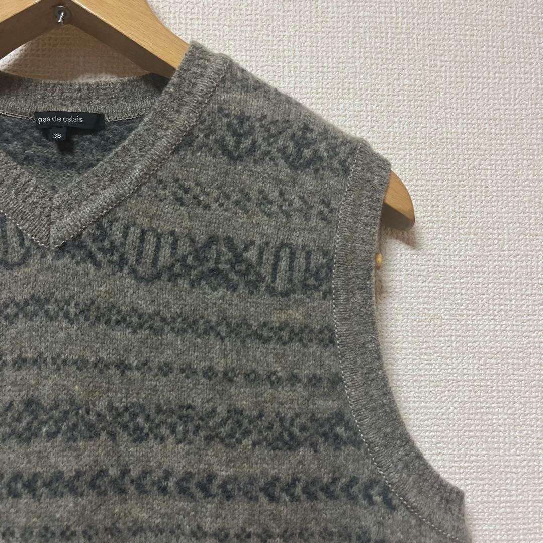 2025AW☆パドカレ pas de calais Vネックベスト ジレ ニット