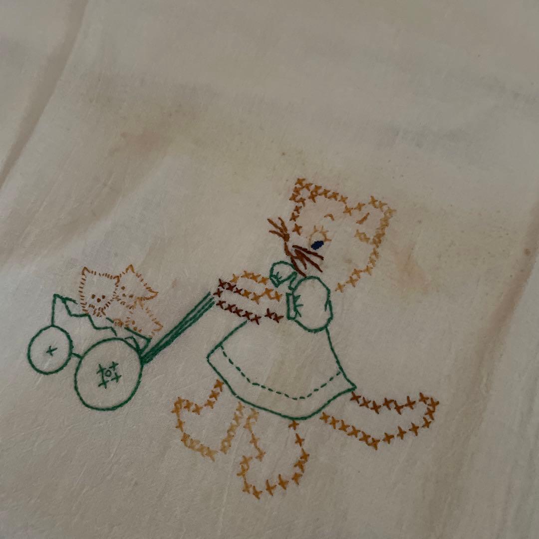 ☆レア☆ヴィンテージ キトゥン エンブロイダリーウィークリークロス ７枚セット