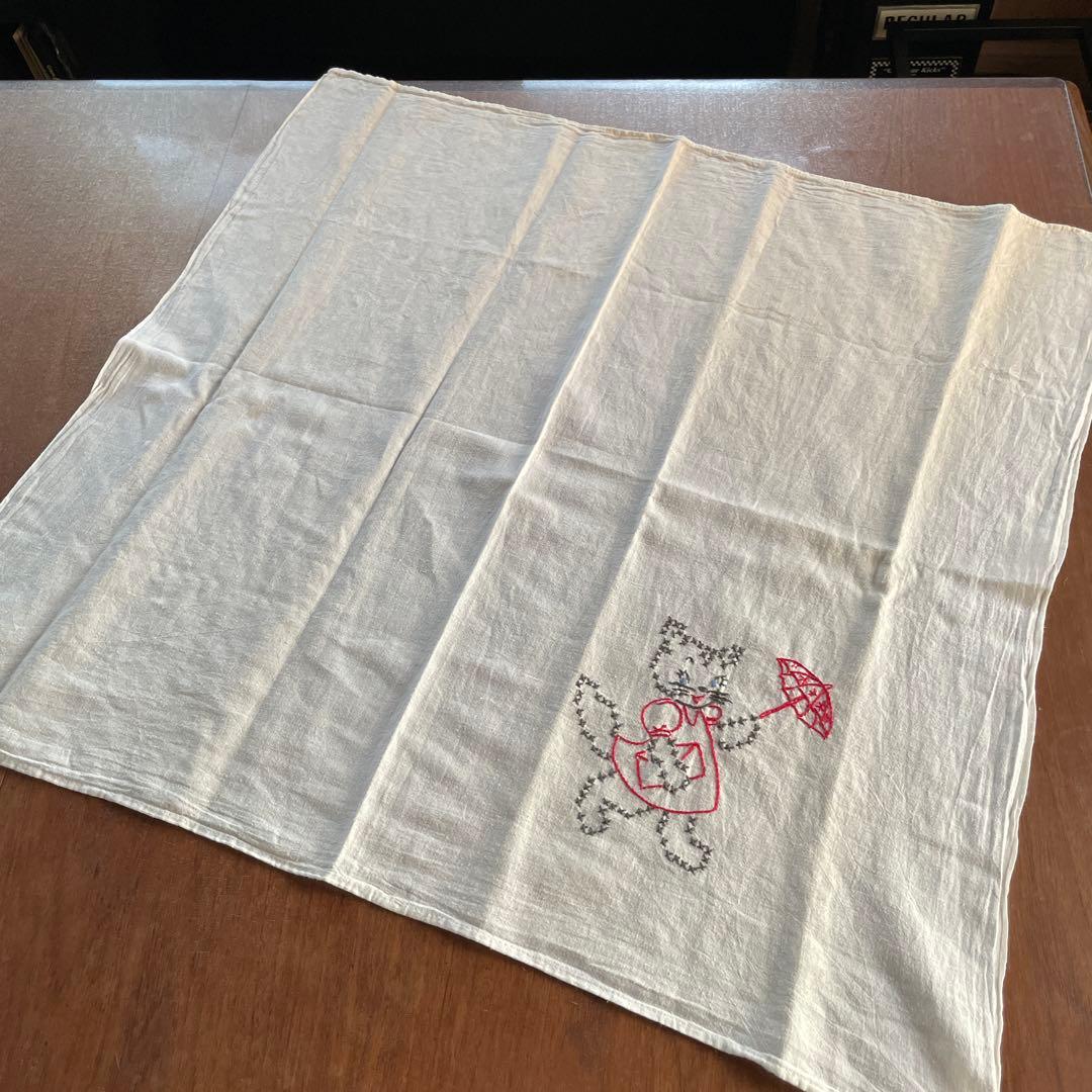 ☆レア☆ヴィンテージ キトゥン エンブロイダリーウィークリークロス ７枚セット