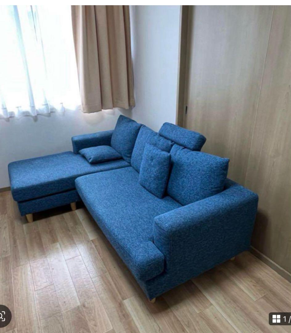 近い地域推奨　引き取り限定　ロウヤ　L字型ソファセット　ネイビー