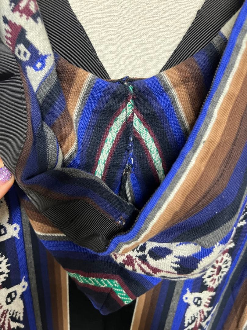 sacai ネイティブ柄 パーカーチュニック ニットワンピース　ナバホ