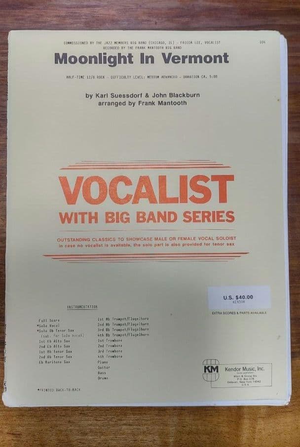 ボーカル　ビッグバンド譜面：Moonlight In Vermont