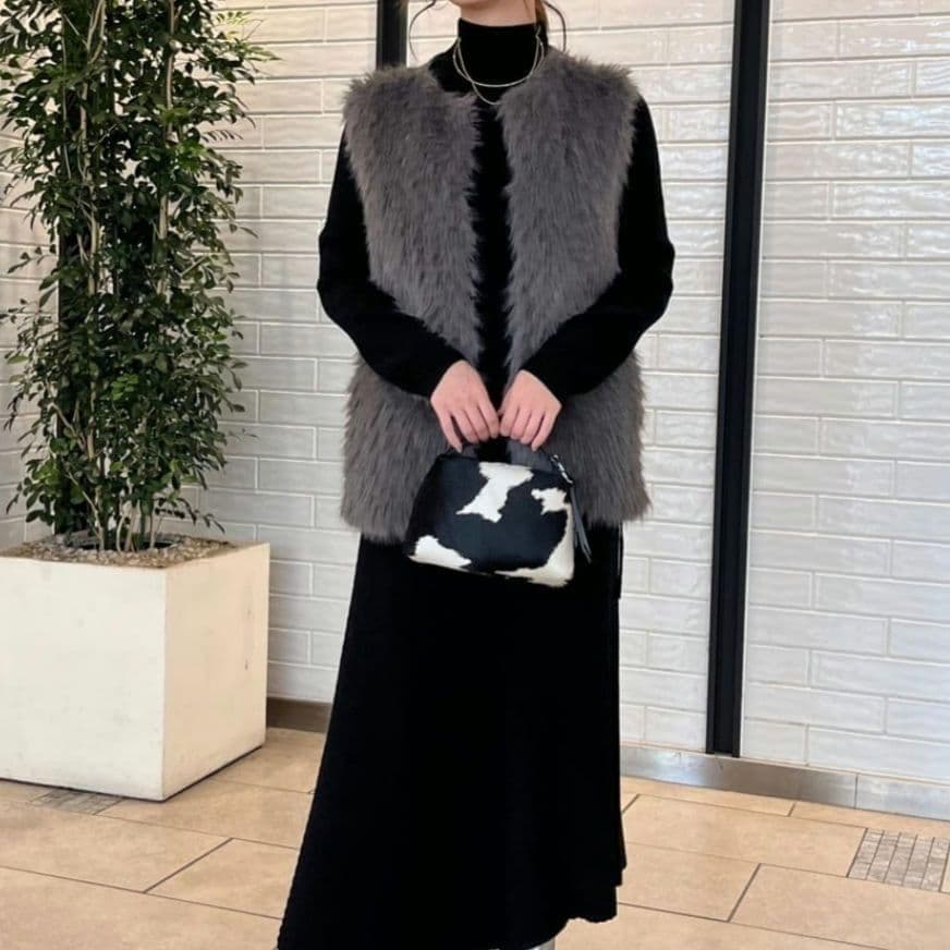 23AW✨allureville　ジャガードフェイクファーコンビニットジレ