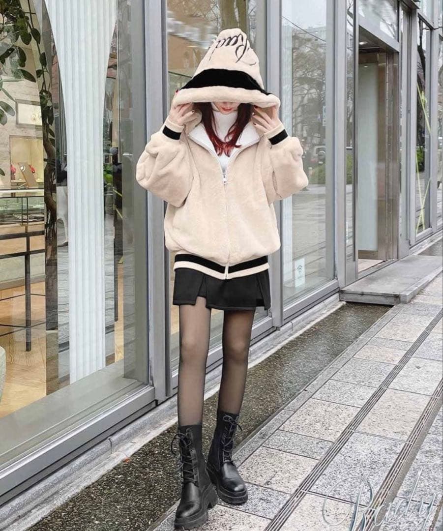 【茶】Rady ファーブルゾン ベージュ M