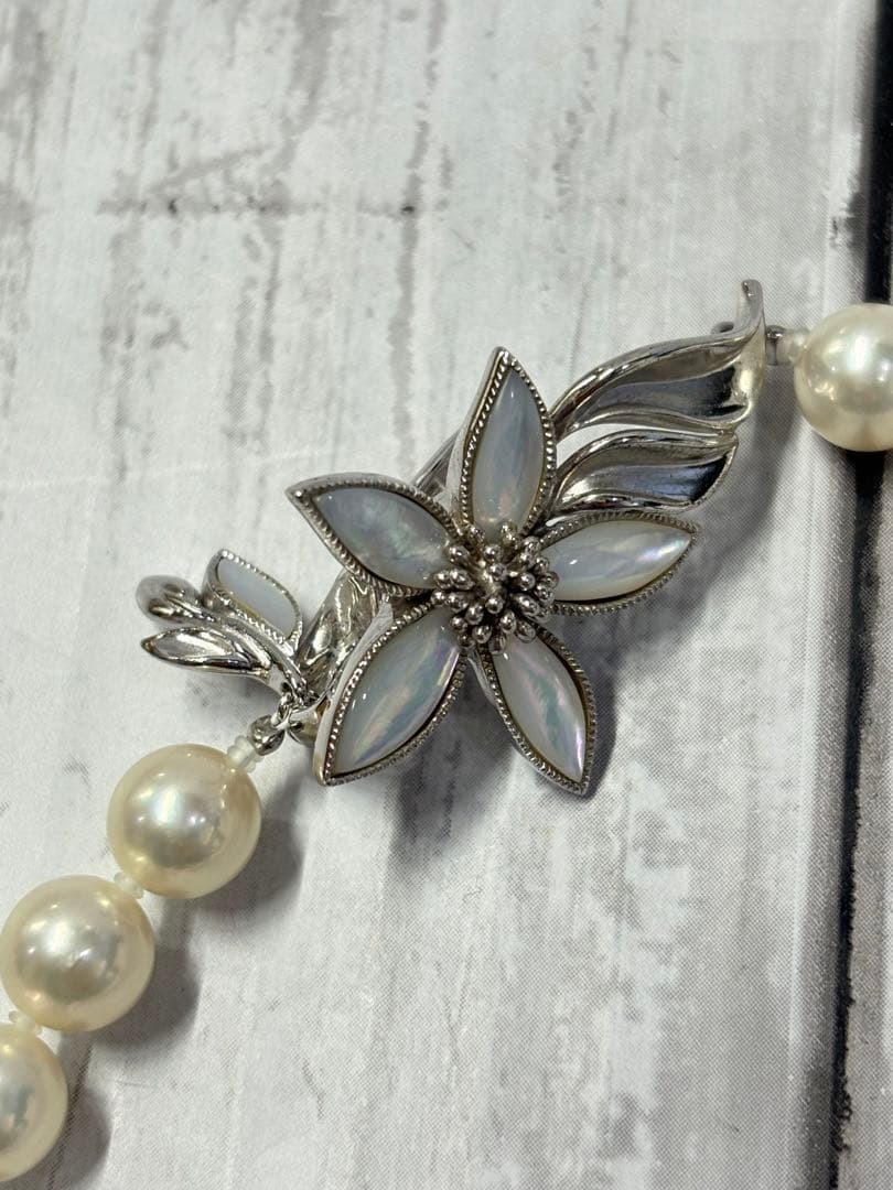 アコヤ養殖真珠　パールネックレス　7.5−8mm ラウンドシェイプ　鑑別書付き