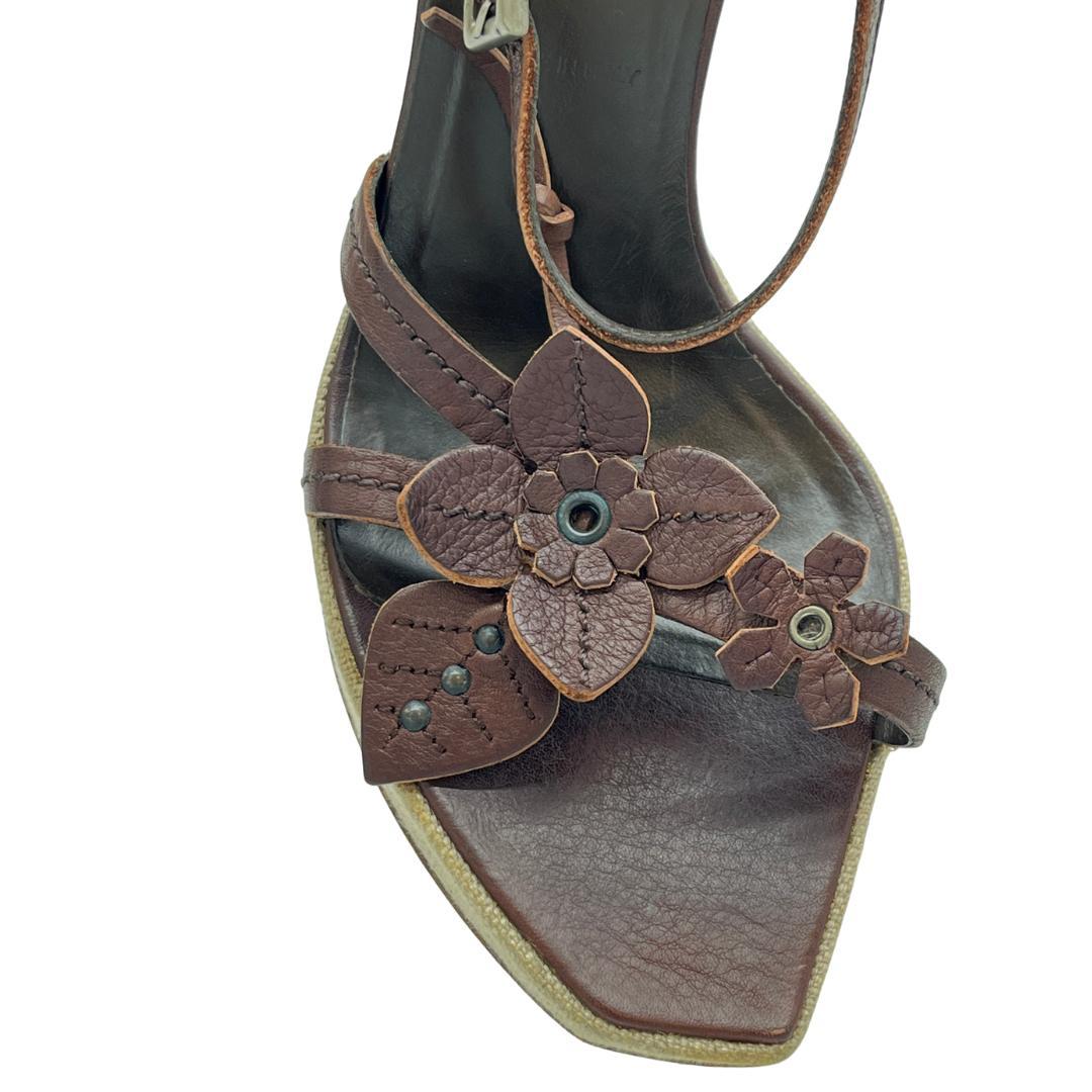 PRADA プラダ フラワーモチーフ サンダル ヒール　サイズ38　24cm