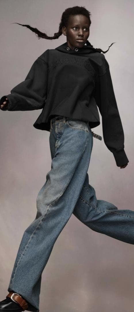 24aw　未使用　メゾンマルジェラ　クロップドフーディ　ロゴ刺繍　トロンプルイユ