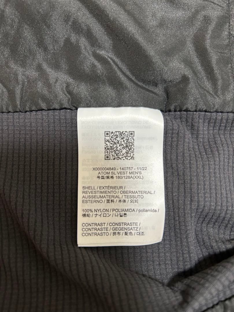【新品未使用】ARC'TERYX Atom SL Vest ブラック XXL