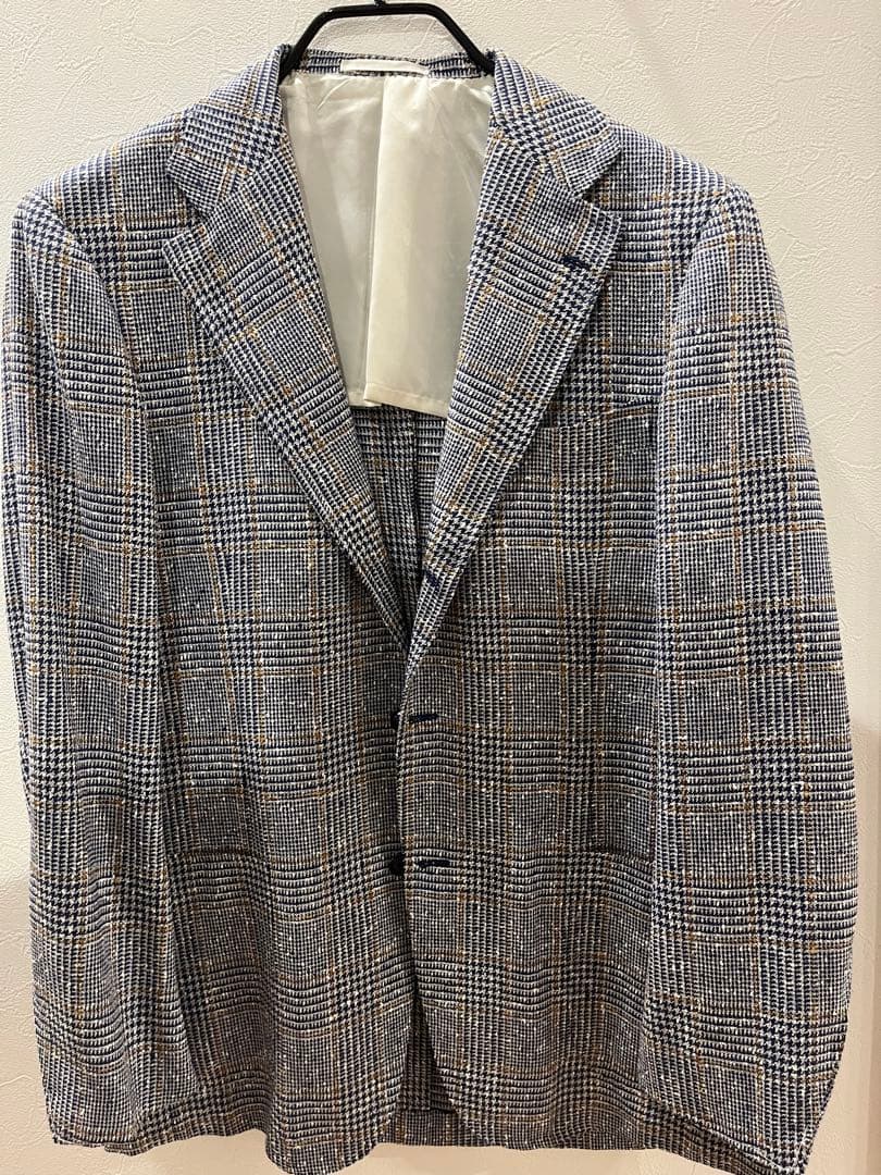 チェック柄 テーラードジャケットリングヂャケット52XL