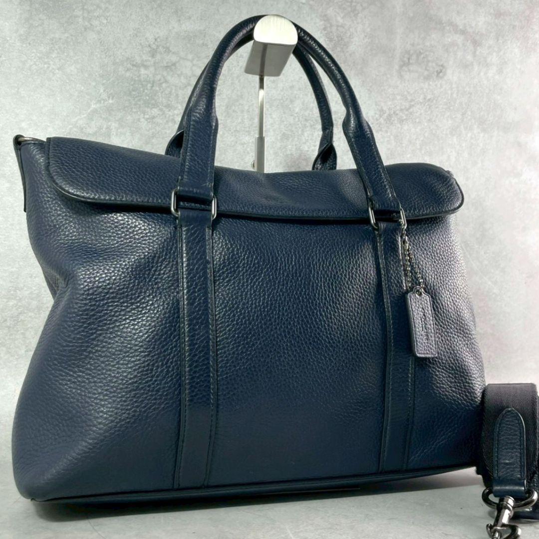 極美品 コーチ メトロポリタン 2way ビジネスバッグ A4可 レザー 紺