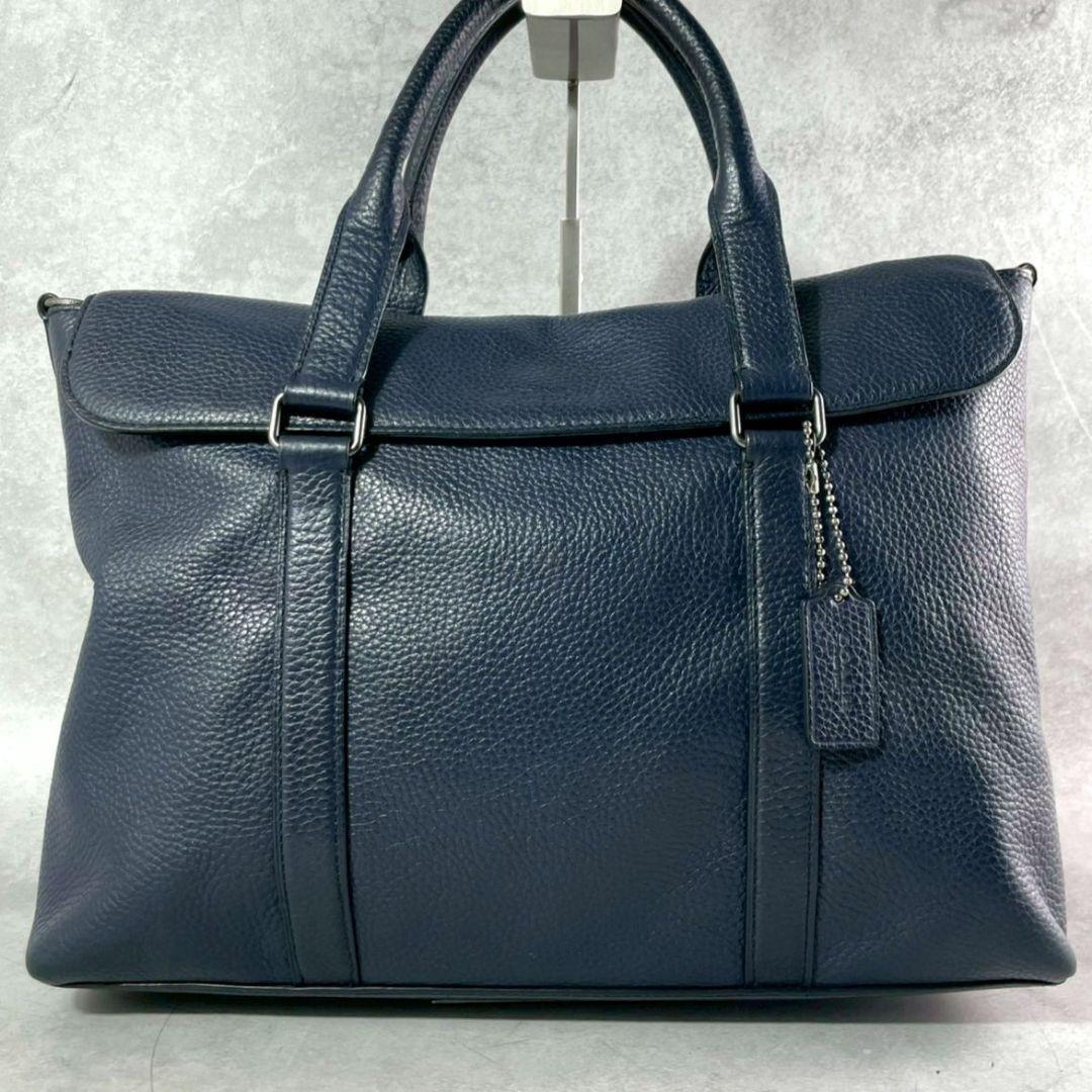極美品 コーチ メトロポリタン 2way ビジネスバッグ A4可 レザー 紺
