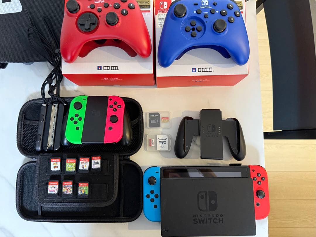 【70%OFF】Switch本体コントローラー6個ソフト7本大容量SDケース付