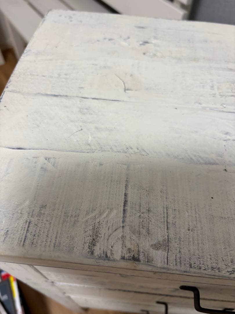 ホワイト木製チェスト 3引き出し アンティーク風