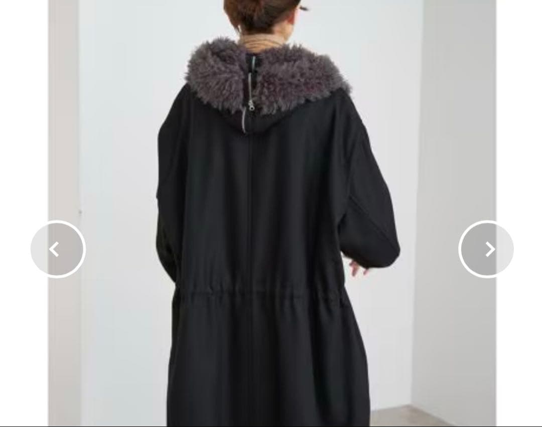 IENAイエナ ウーステッドフランネルモッズコート　モッズコート　ブラック