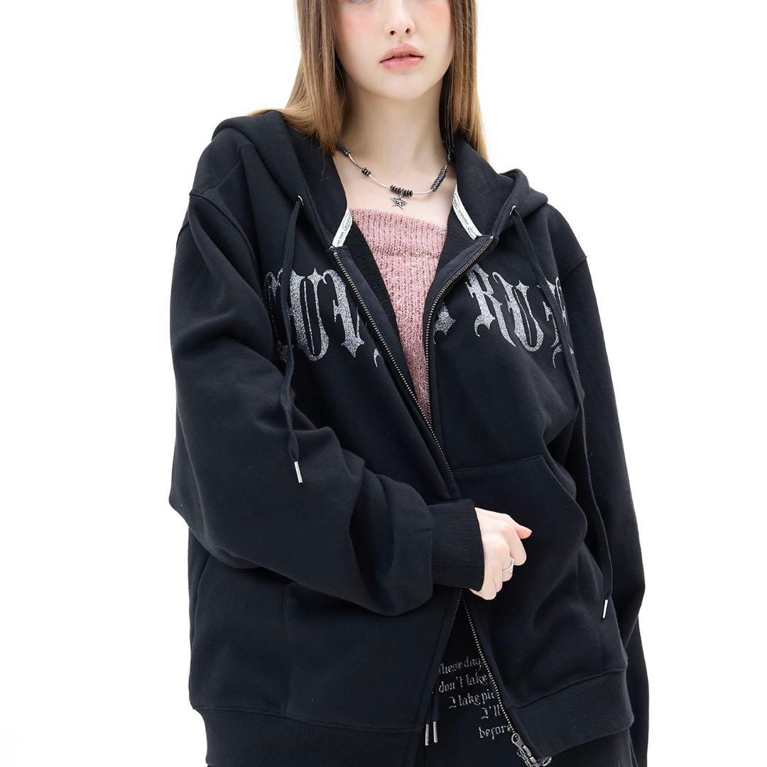 LUVISTRUE フード　ジップアップ パーカー　黒
