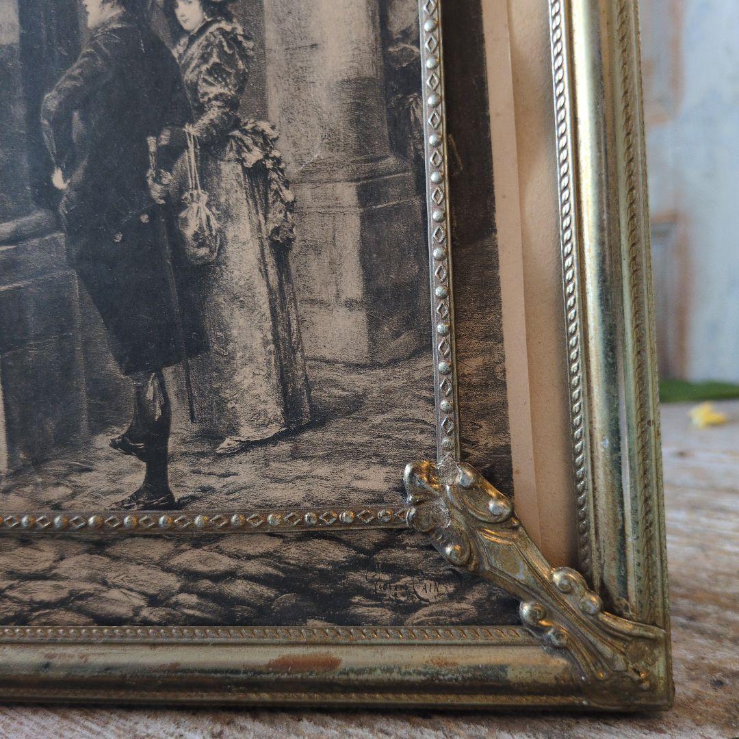 フランス　アンティーク　フレーム　ナポレオン　銅版画　セット　フォトスタンド