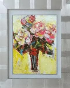 油絵 菅家令子 絵 絵画 インテリア F4-070202 花 ばら