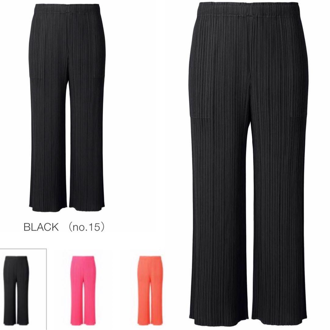 極美品◼️ プリーツプリーズ　ストレートパンツ　黒