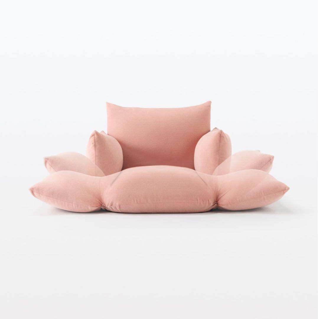 申年生まれ無印良品 リクライニングフロアソファ ピンク 幅88×奥行78×