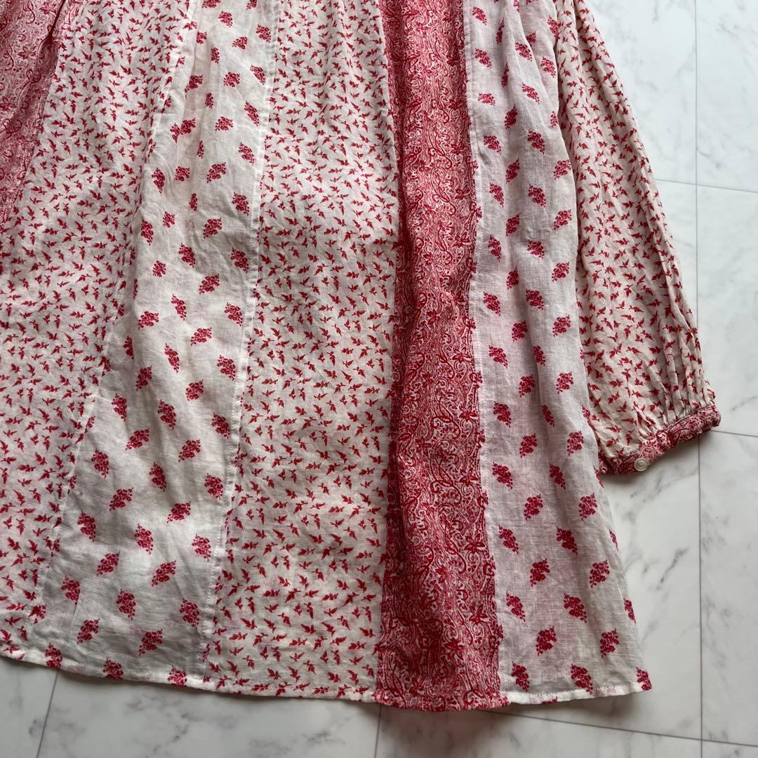 45R 小花柄 ×ペイズリー柄　パッチワーク チュニック コットン　日本製