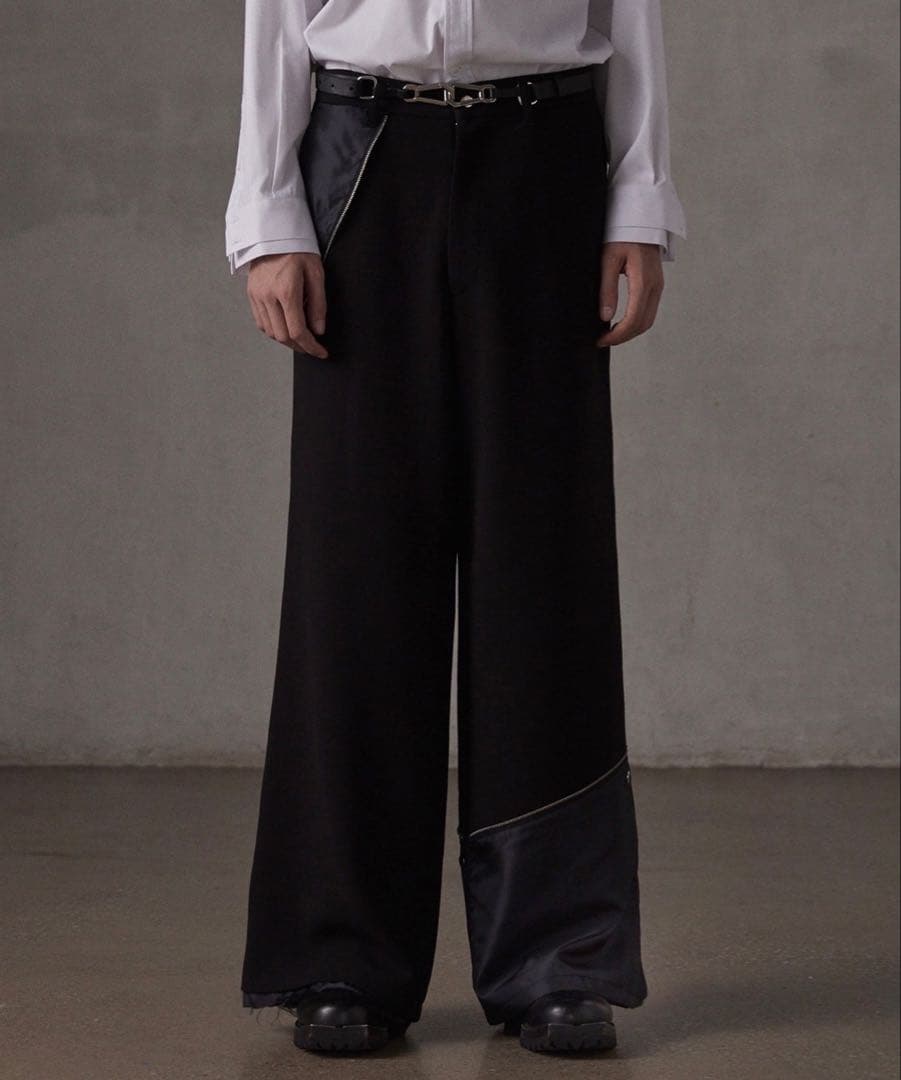 【12月限定大幅値下げGRANCY】 リバースレイヤードスラックスブラックL