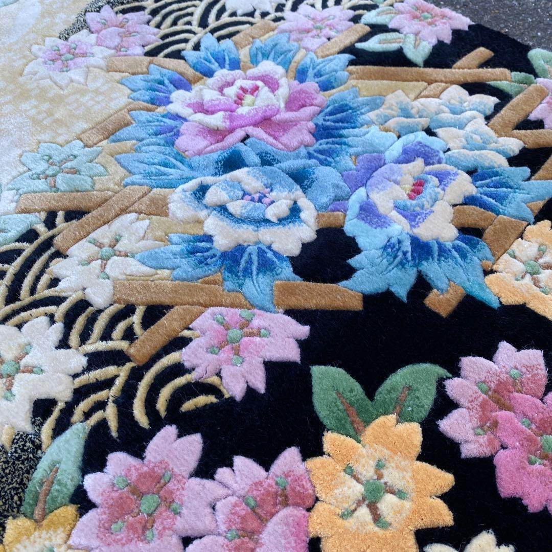 【未使用】中国段通 シルク100％ タグ付き 手織り絨毯 カーペット120段