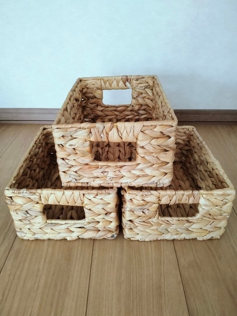 無印良品 ニトリ 10個組ラタンバスケット　長方形　角型　ウォーターヒヤシンス