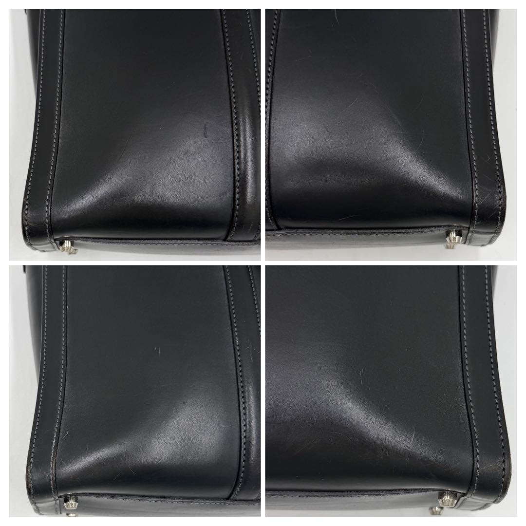 【美品】万双 マンソウ トートバッグ ビジネス ブライドルレザー A4 ブラック