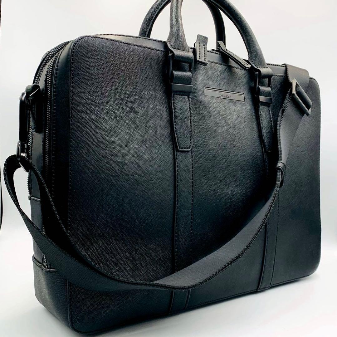 未使用級✨カルバンクライン 2way ブリーフケース ビジネス 黒 レザー