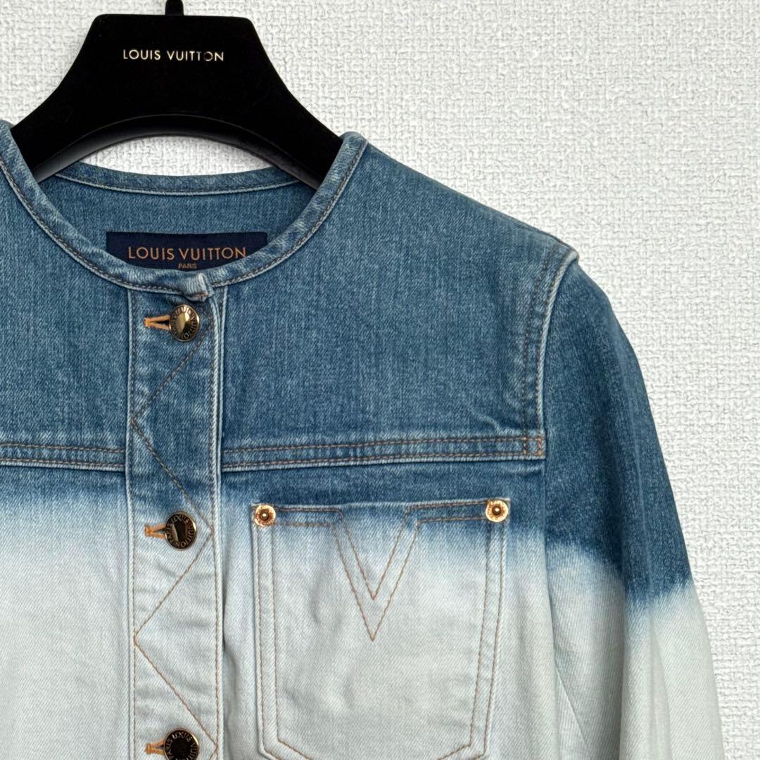 louis vuitton デニムジャケット ロゴ グラデーション フリンジ