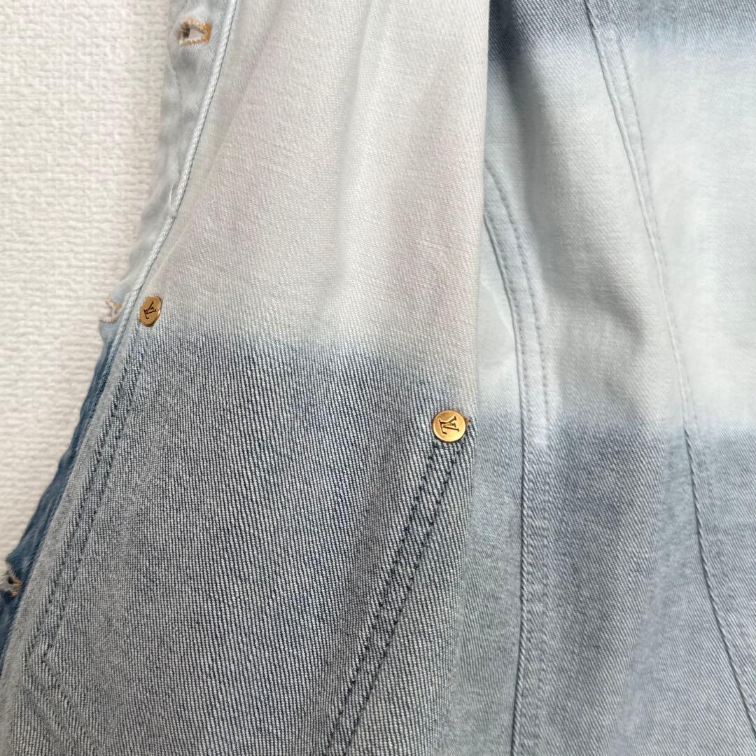 louis vuitton デニムジャケット ロゴ グラデーション フリンジ