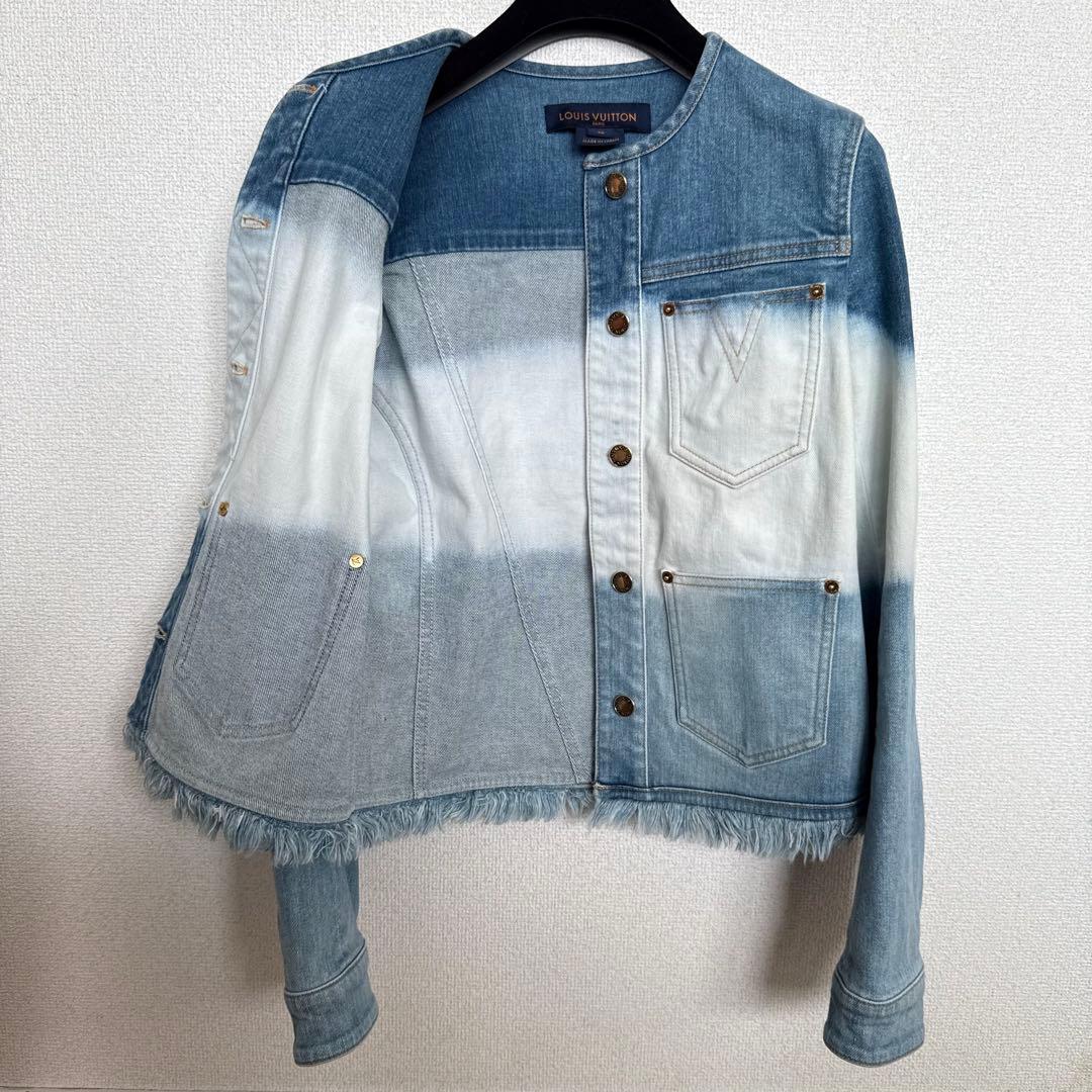 louis vuitton デニムジャケット ロゴ グラデーション フリンジ