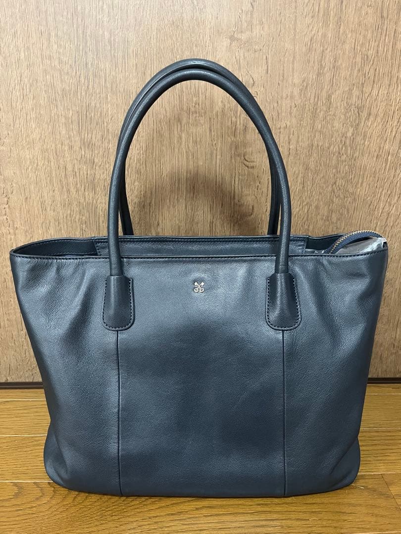 サザビー SAZABY レザー ラージサイズ トートバッグ ネイビー