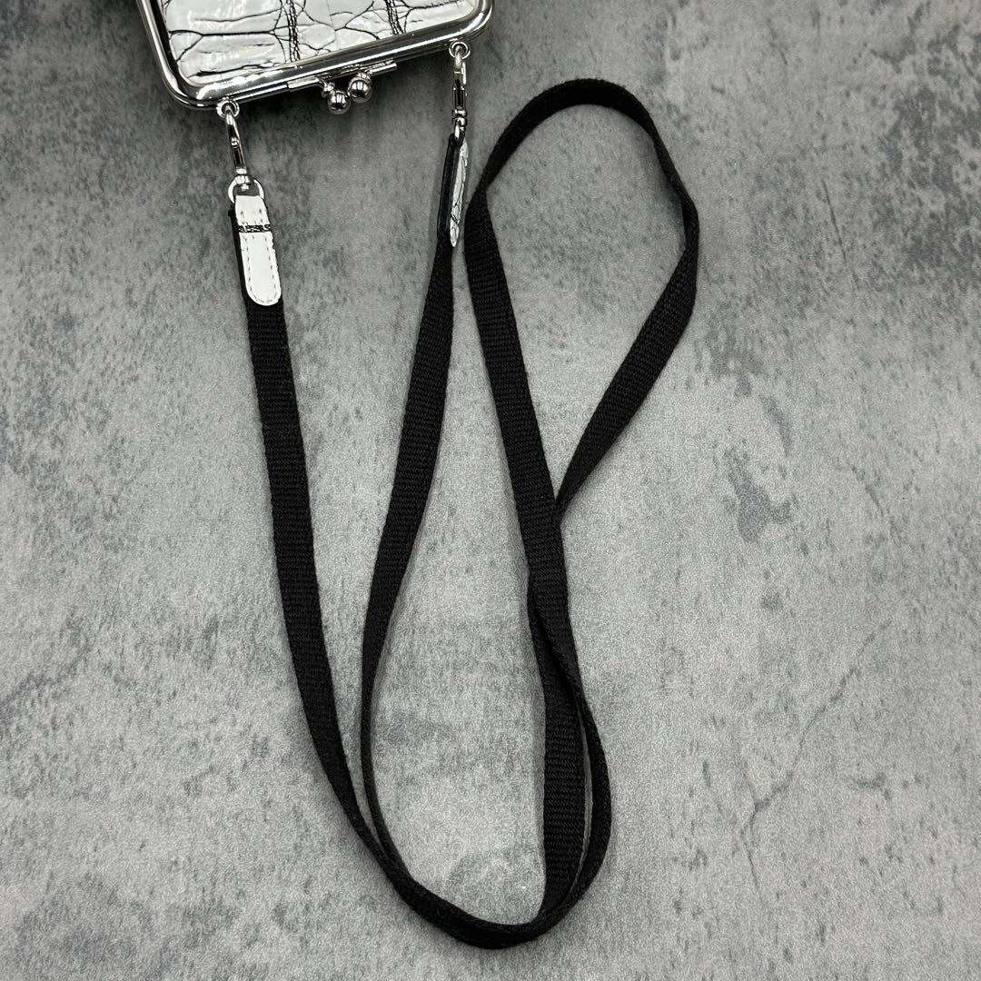 JRA バニラ染め クロコダイル がま口 ショルダーバッグ エキゾチックレザー