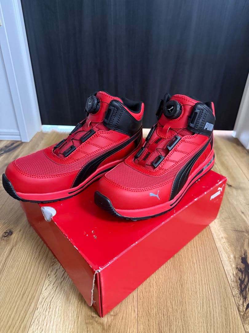 PUMA ダイヤル式安全靴 レッド ディスク ミッドカット