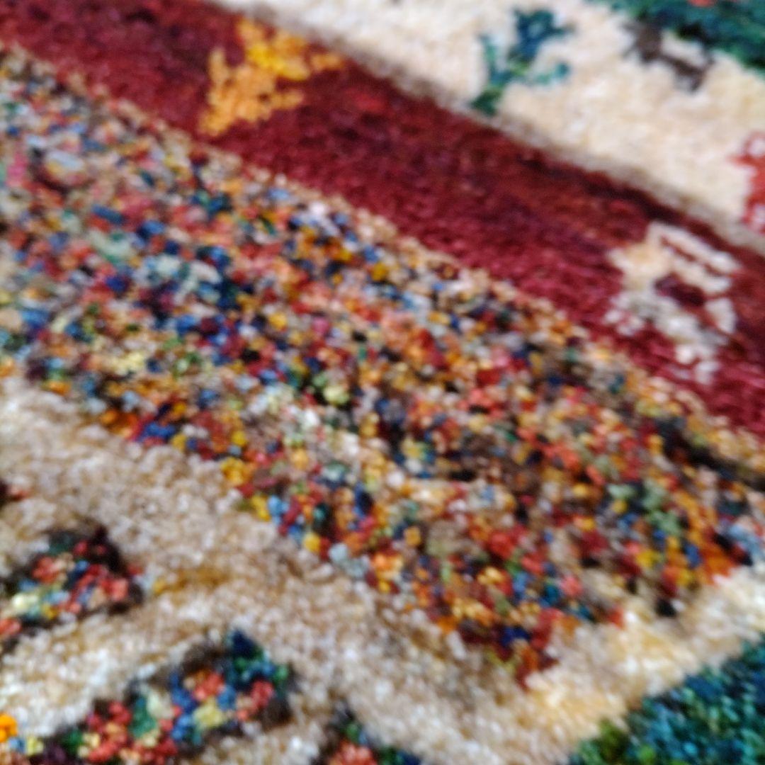 ギャッベ 148×64 イラン 幅広 廊下 草木染 玄関マット 手紬 手織り