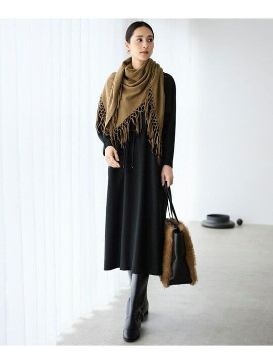 自由区　今季商品　40　美品！　TWダンボールジャージワンピース　ネイビー