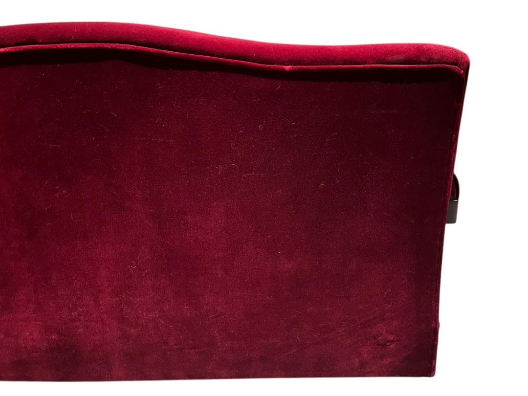 ◇昭和レトロ 古家具 3人掛けベロアソファー アームチェア ヴィンテージ 赤