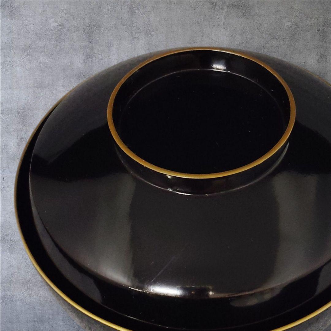 明治 骨董 輪島塗 木製 金蒔絵 波 千鳥 蓋付 吸物椀 アンティーク